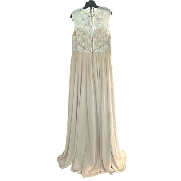 Morilee By Madeline Gardner Evening Gown Formal Lace Chiffon Beige Dress 20 - Picture 6 of 8